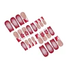 Cross-border bestseller: Wholesale of a set of 24-piece red gradient gradient French 3D flower long pipe nail prosthetics Specification image